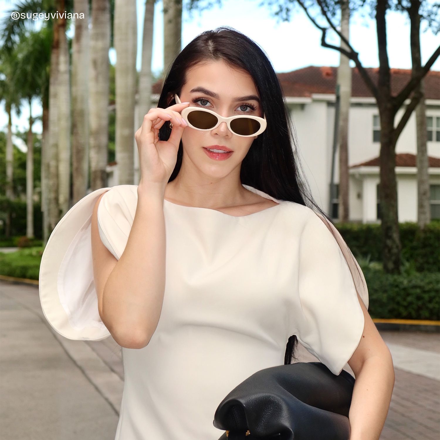 Lunettes de soleil ovales blanches Les années 90 ZEELOOL x Aimee Song7