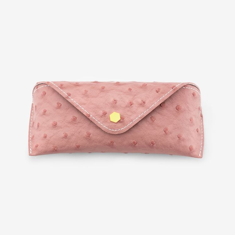 Nécessaire de Lunettes Rose à Motif Autruche