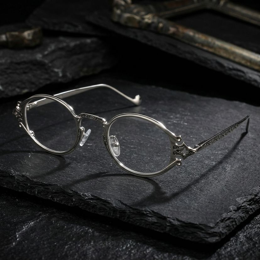 Ovales Métal Argenté Lunettes