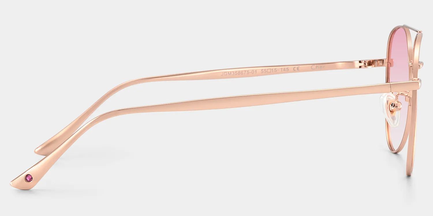 Cher Lunettes de soleil aviateur en métal doré rose3