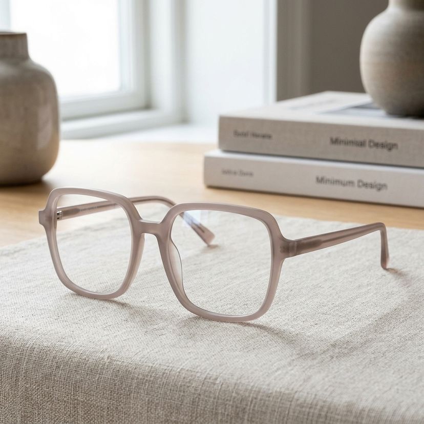 Lunettes carrées en acétate kaki