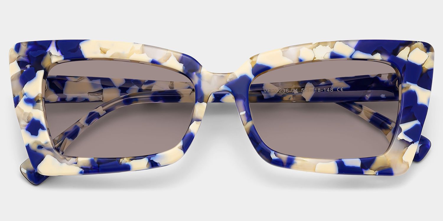 Lunettes de soleil de style Rectangle Blue-Floral Newell | ZEELOOL Découvrir ZEELOOL1