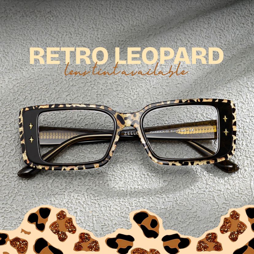 Gleam Rectangulaire Léopard Lunettes