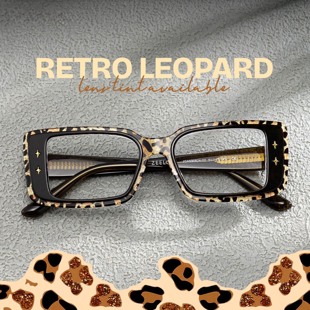 Gleam Rectangulaire Léopard Lunettes1