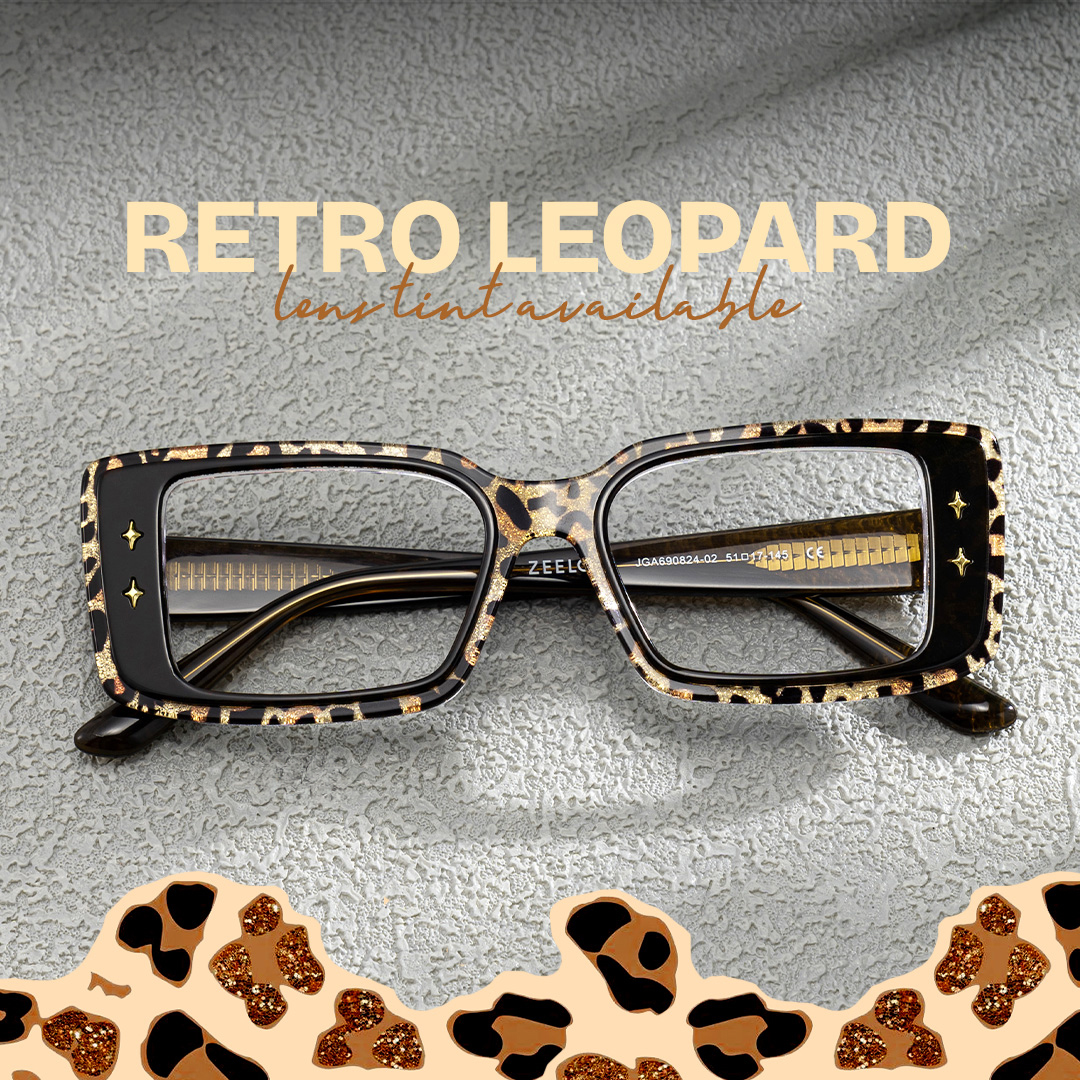 Gleam Rectangulaire Léopard Lunettes1