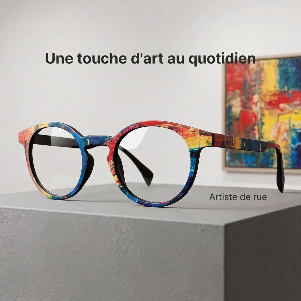 Lunettes rondes bleu-rouge Artiste de rue | Lunettes Zeelool0