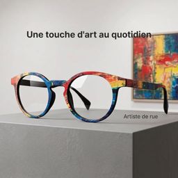 Artiste de rue Bleu-Rouge Ronde lunettes0
