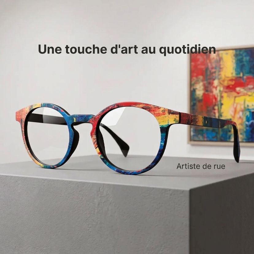 Artiste de rue Bleu-Rouge Ronde lunettes