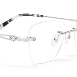 Rectangulaires Métal Argenté Lunettes4