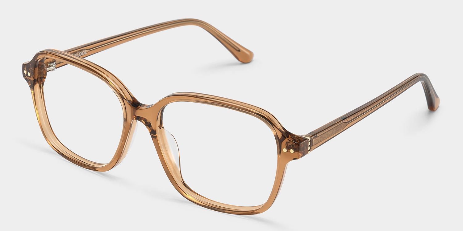 Clementine Lunettes carrées en acétate marron transparent3