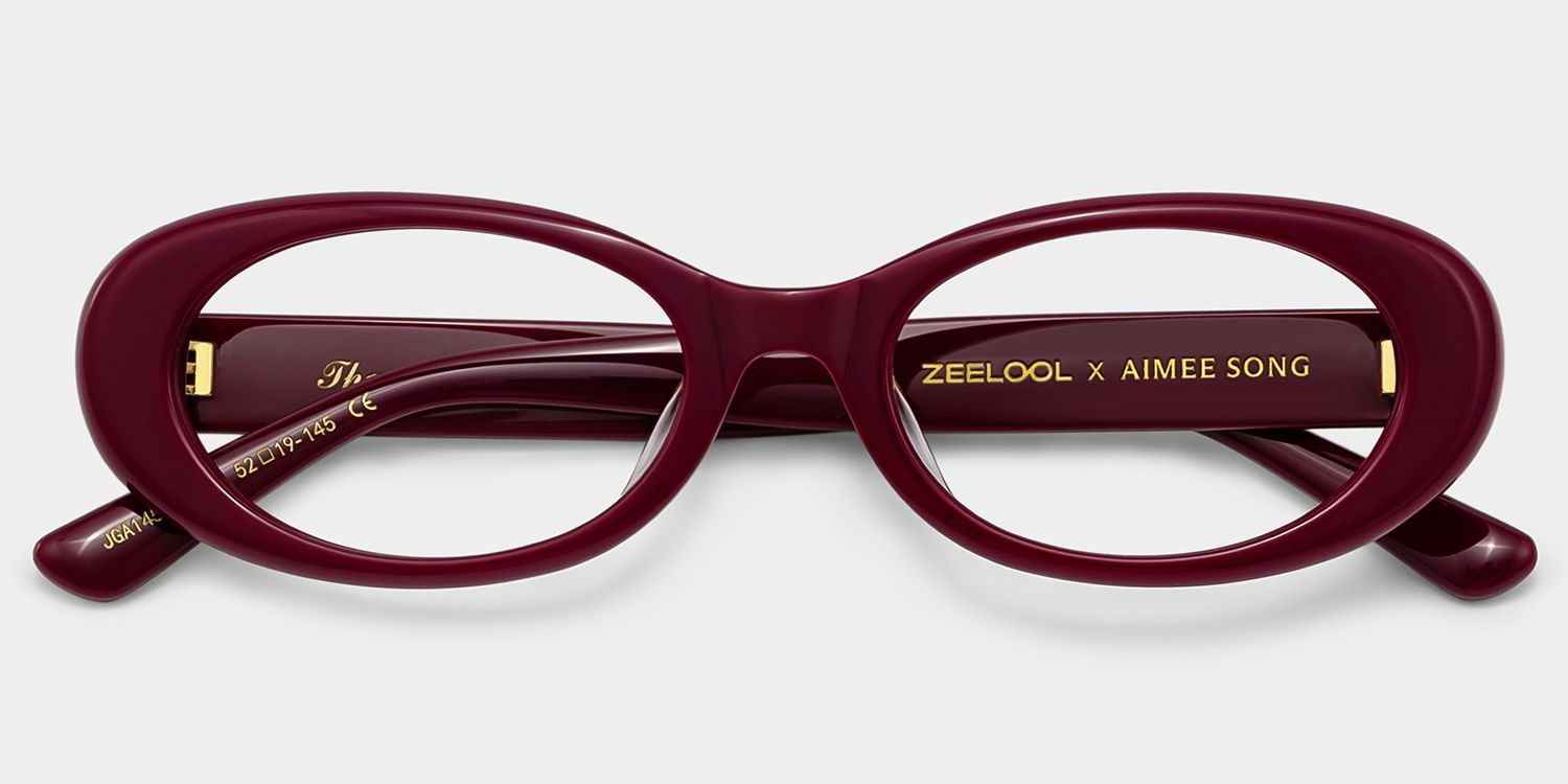 Lunettes ovales rouges Les années 90 ZEELOOL x Aimee Song2