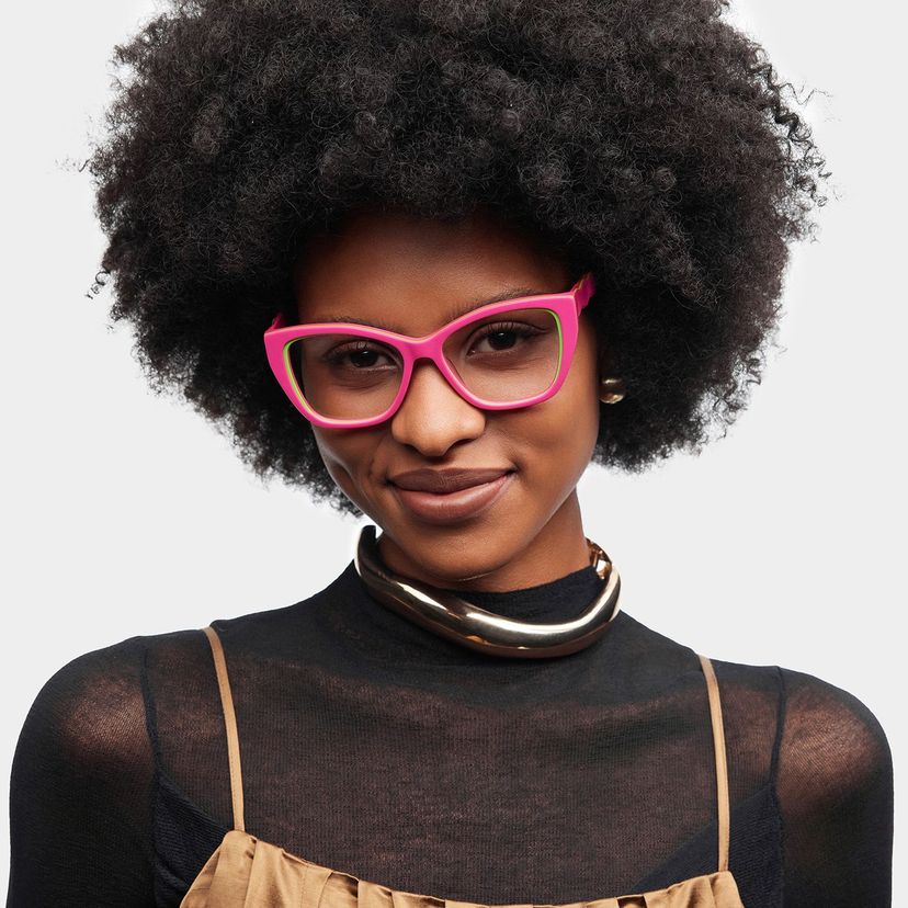 Lunettes Cateye rose et vert Blaise