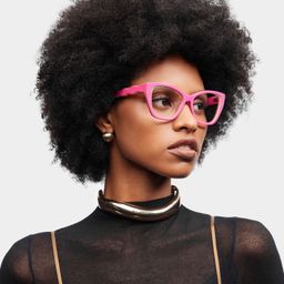 Lunettes Cateye rose et vert Blaise1