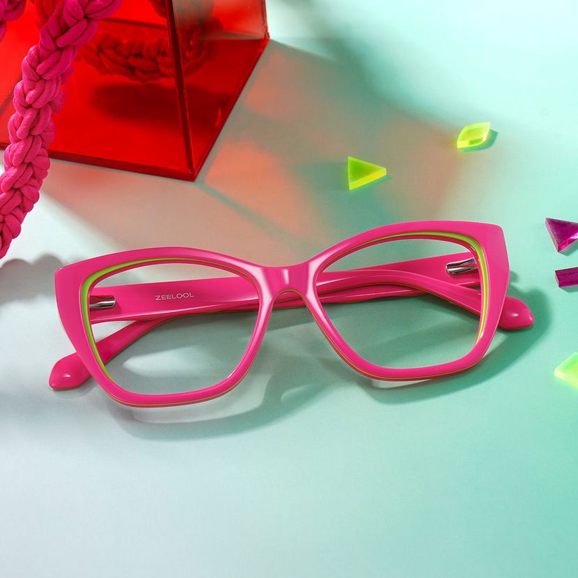 Lunettes Cateye rose et vert Blaise
