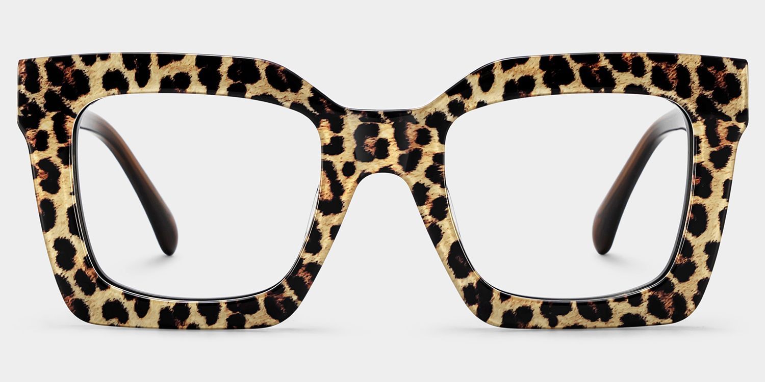 Lunettes à monture carrée en acétate imprimé léopard Megan pour femmes | ZEELOOL1