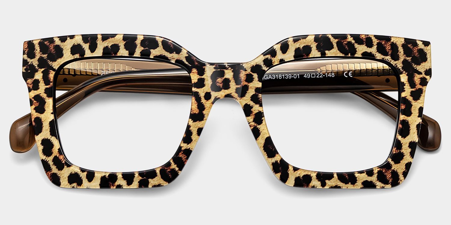 Lunettes à monture carrée en acétate imprimé léopard Megan pour femmes | ZEELOOL2