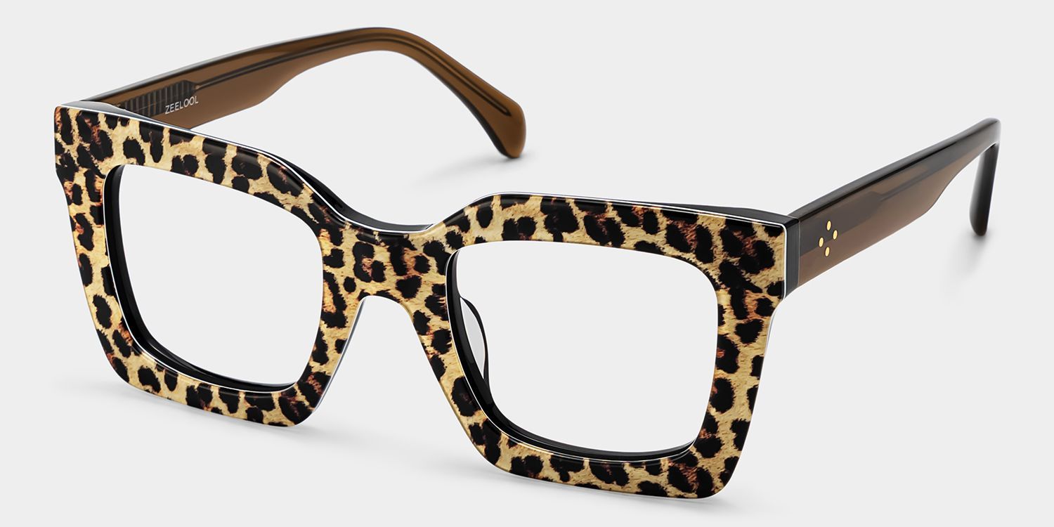 Lunettes à monture carrée en acétate imprimé léopard Megan pour femmes | ZEELOOL3