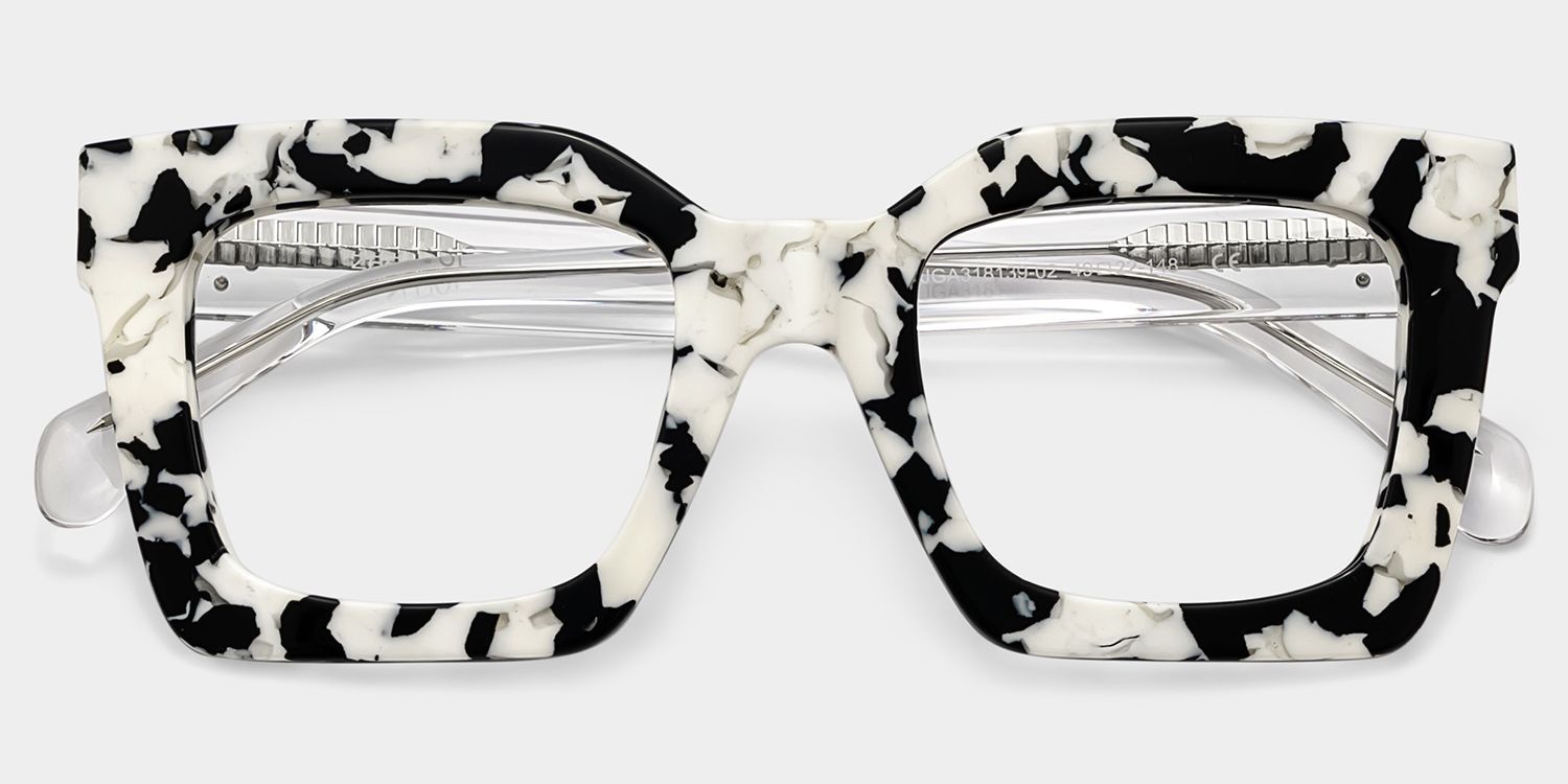 Lunettes à monture carrée en acétate à imprimé vache Megan pour femmes | ZEELOOL1