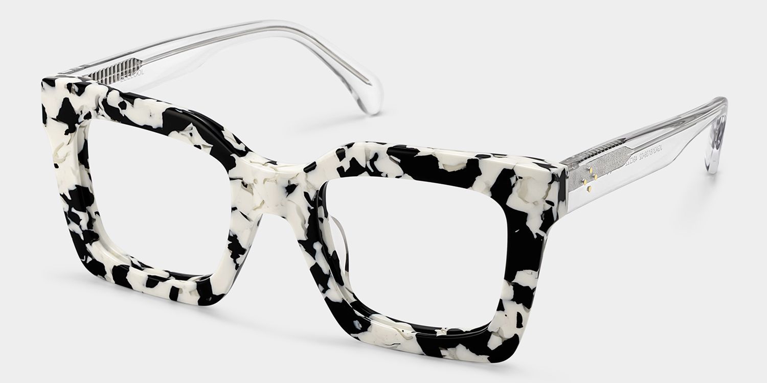 Lunettes à monture carrée en acétate à imprimé vache Megan pour femmes | ZEELOOL2