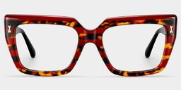 Ophelia Écaille rouge Carré lunettes0