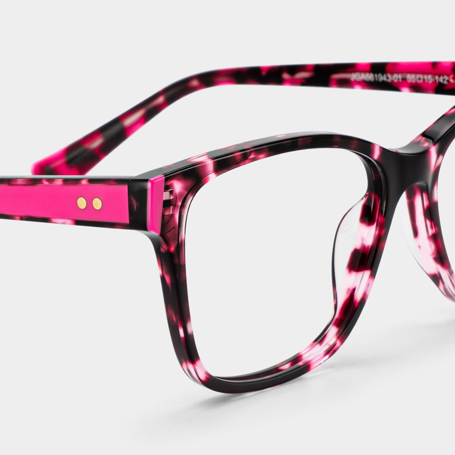 Eva Lunettes à Monture Rectangulaire Écaille de Tortue Rose | ZEELOOL5