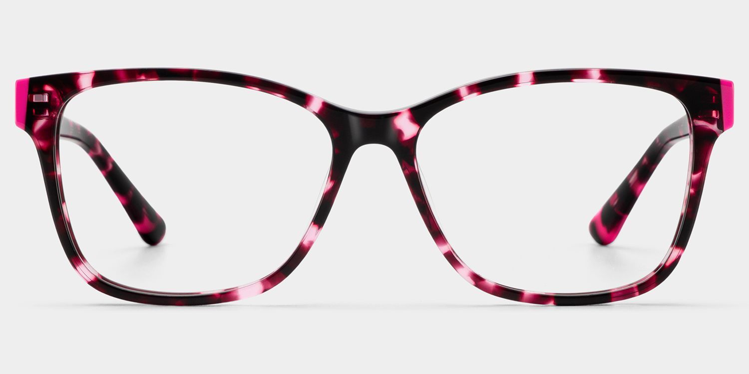Eva Lunettes à Monture Rectangulaire Écaille de Tortue Rose | ZEELOOL0
