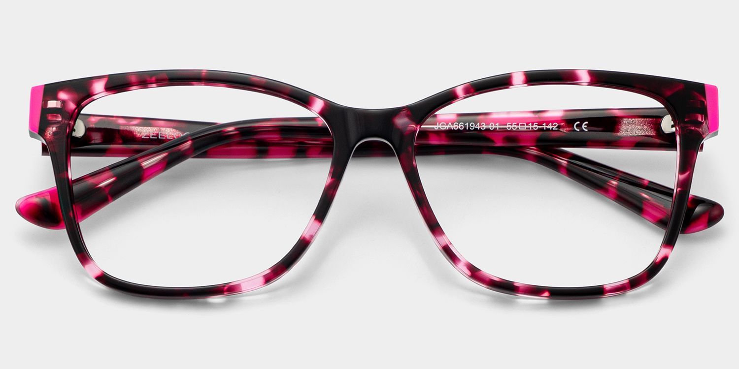 Eva Lunettes à Monture Rectangulaire Écaille de Tortue Rose | ZEELOOL1