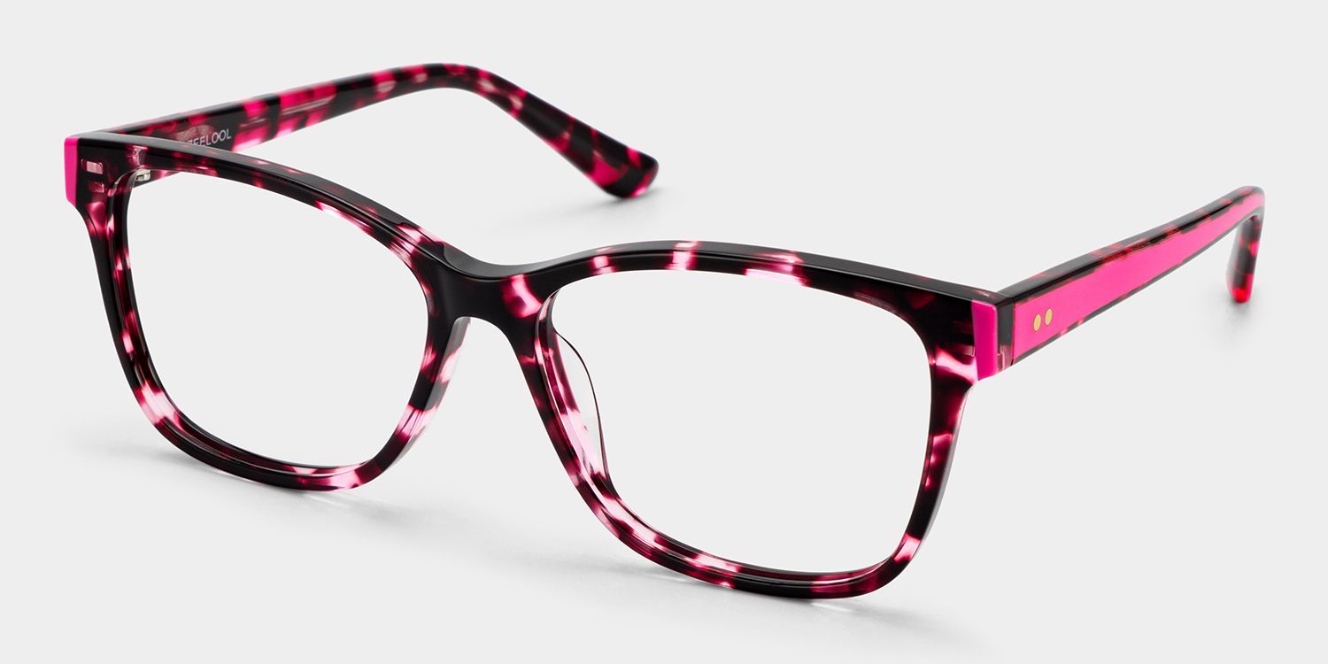 Eva Lunettes à Monture Rectangulaire Écaille de Tortue Rose | ZEELOOL2