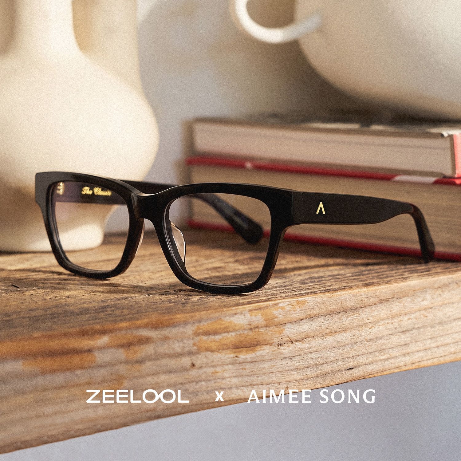 ZEELOOL x Aimee Song Lunettes rectangulaires noires Le Classique0