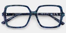 Lunettes carrées tortue bleue2