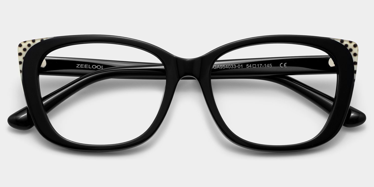 Lunettes à monture noire œil-de-chat Madeline pour femmes | ZEELOOL2