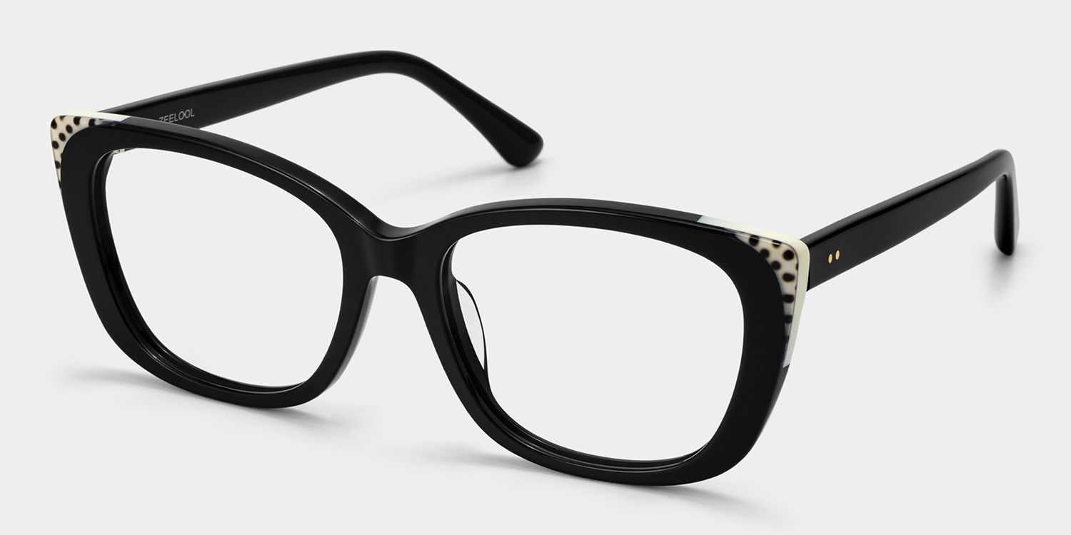 Lunettes à monture noire œil-de-chat Madeline pour femmes | ZEELOOL3