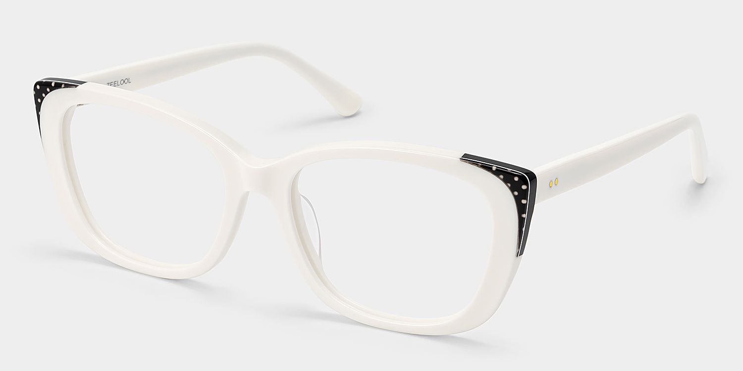 Lunettes à monture œil-de-chat blanches Madeline en promotion | ZEELOOL2