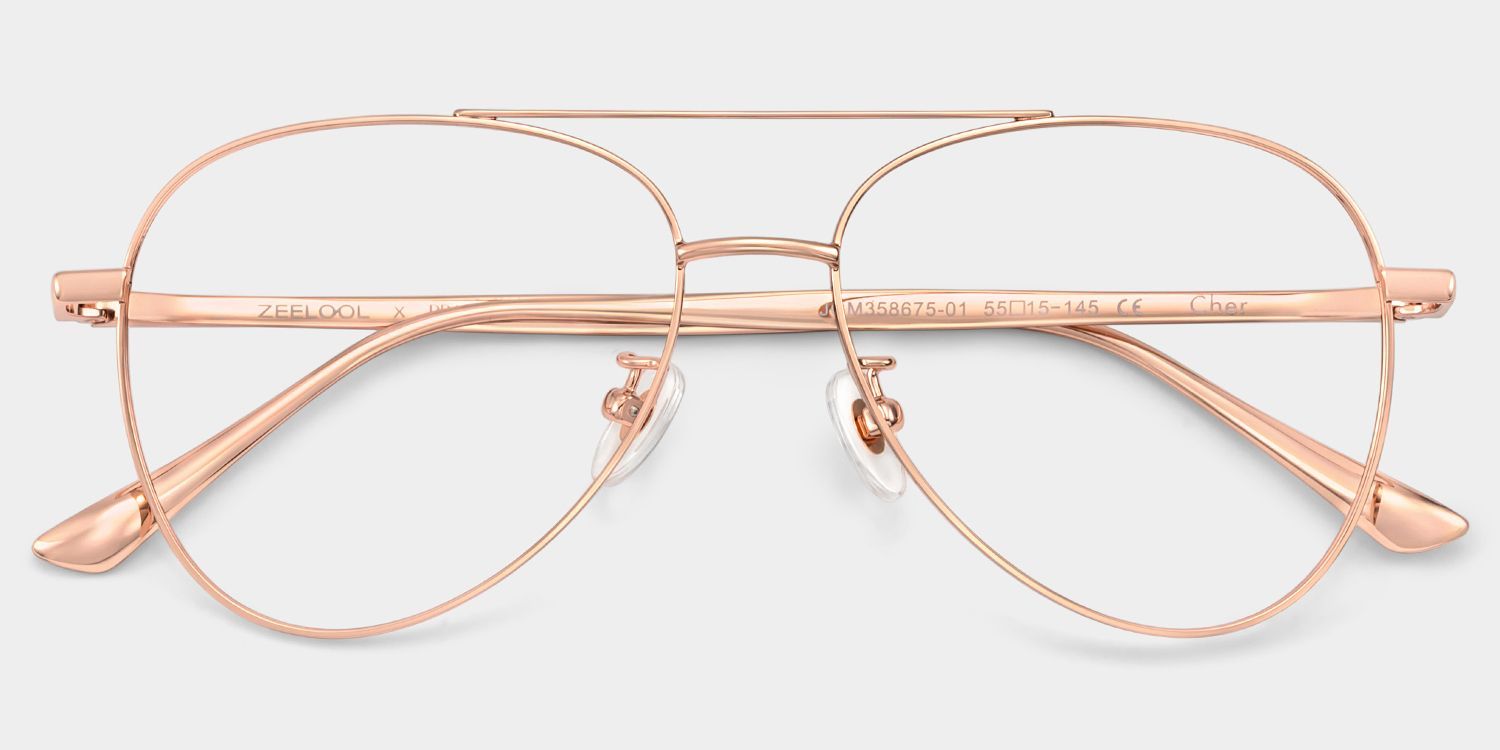 Lunettes Aviateur en Métal Or Rose Cher | ZEELOOL x Prabal Gurung2