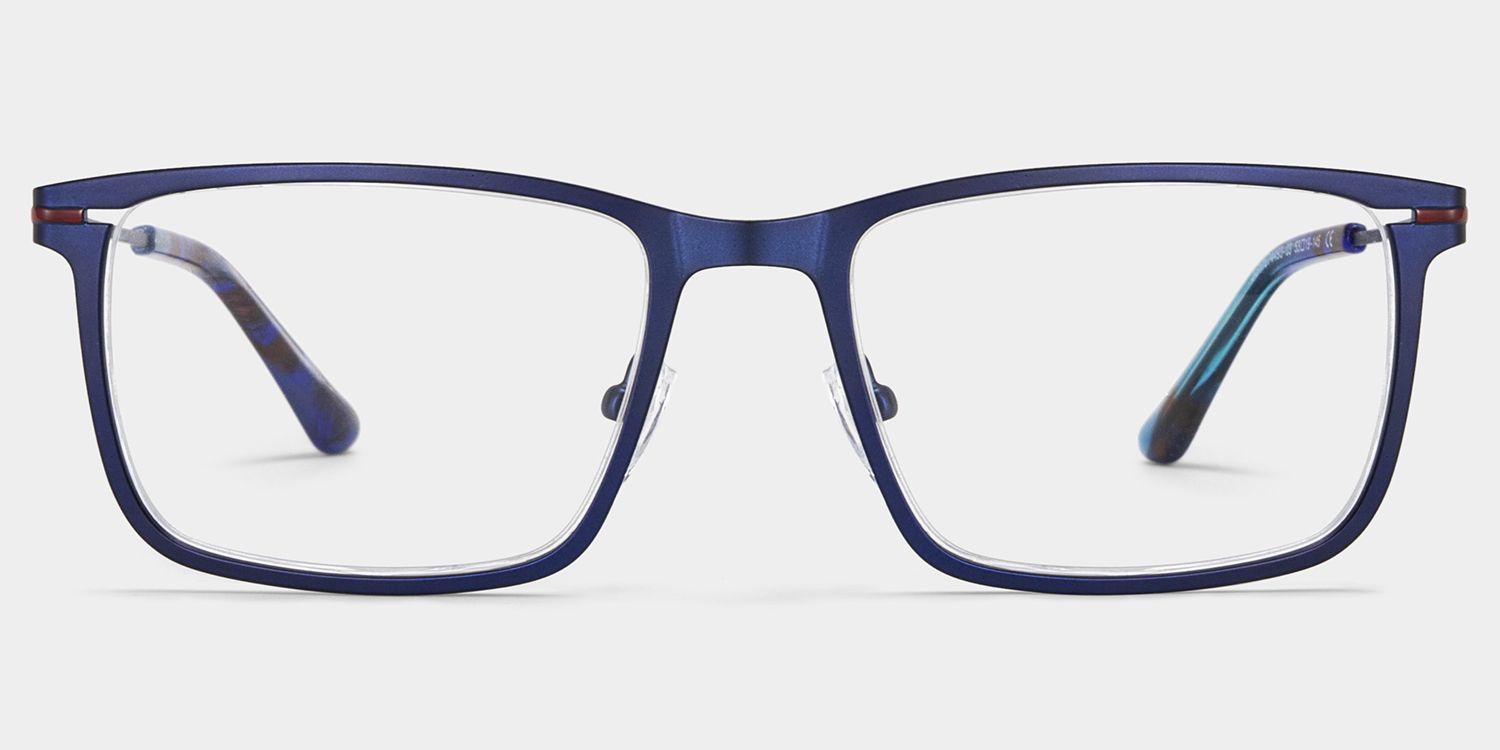 Lunettes rectangulaires bleues - Lunettes à monture en métal Roxana0