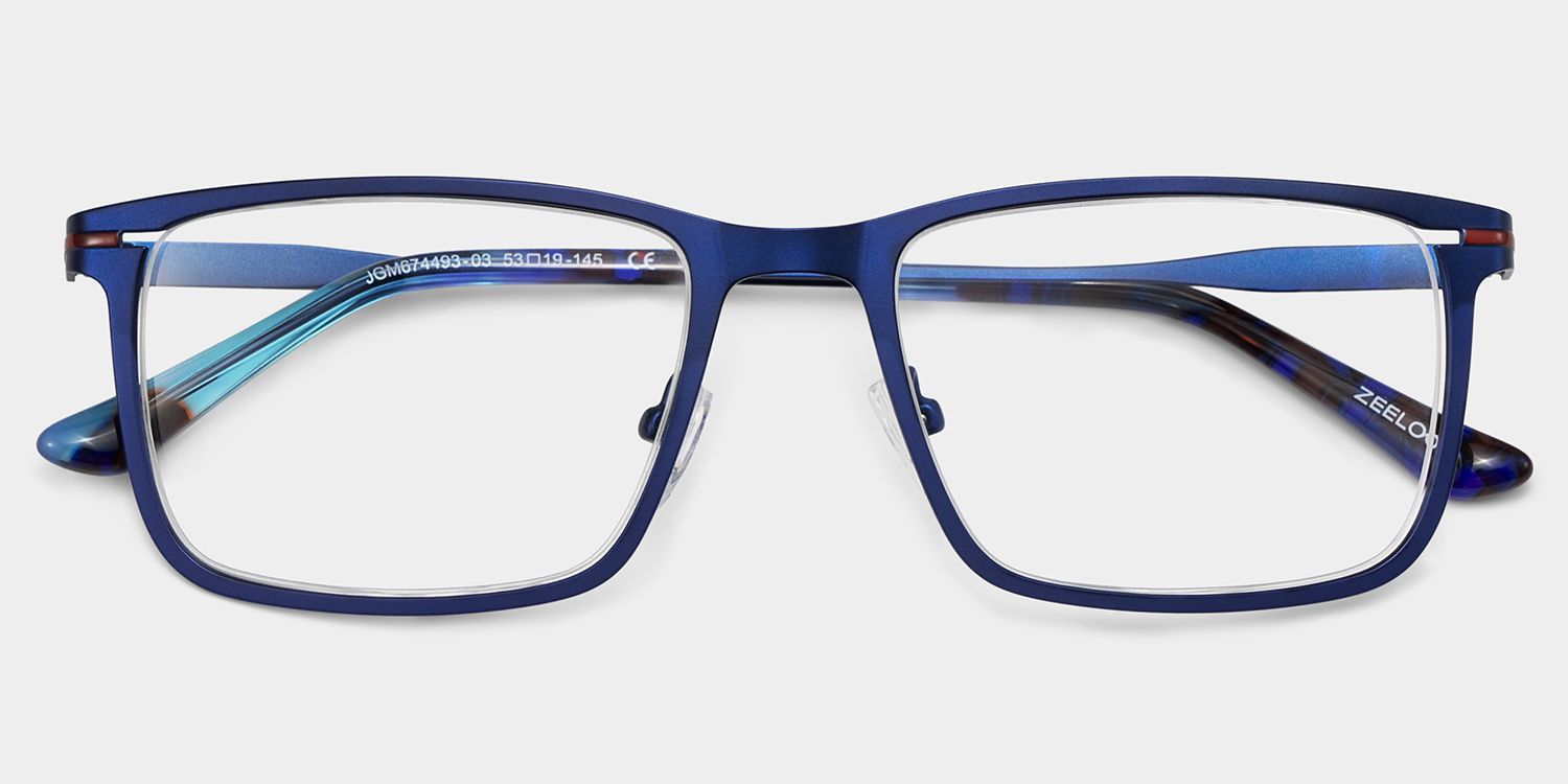 Lunettes rectangulaires bleues - Lunettes à monture en métal Roxana1