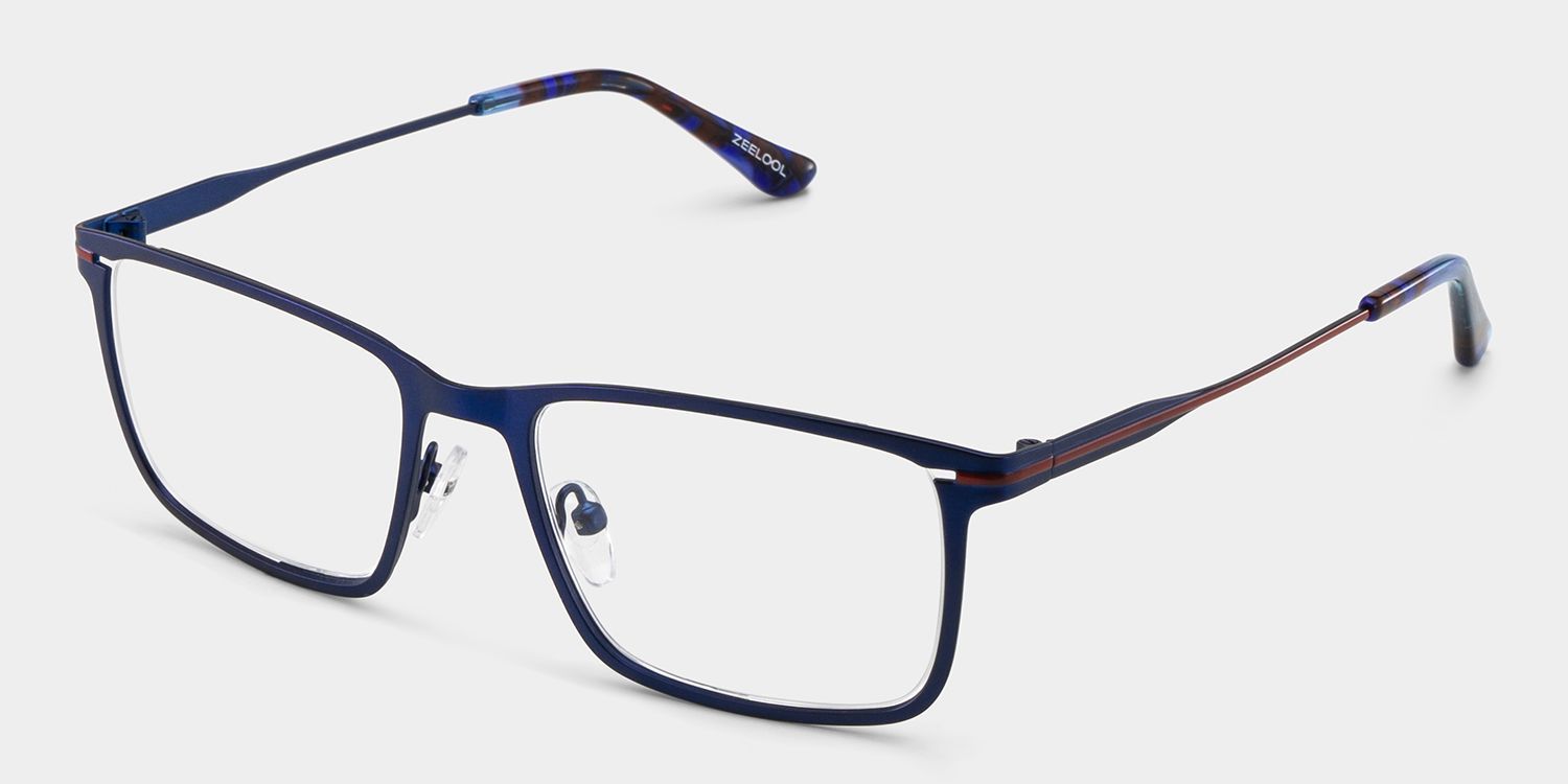 Lunettes rectangulaires bleues - Lunettes à monture en métal Roxana2
