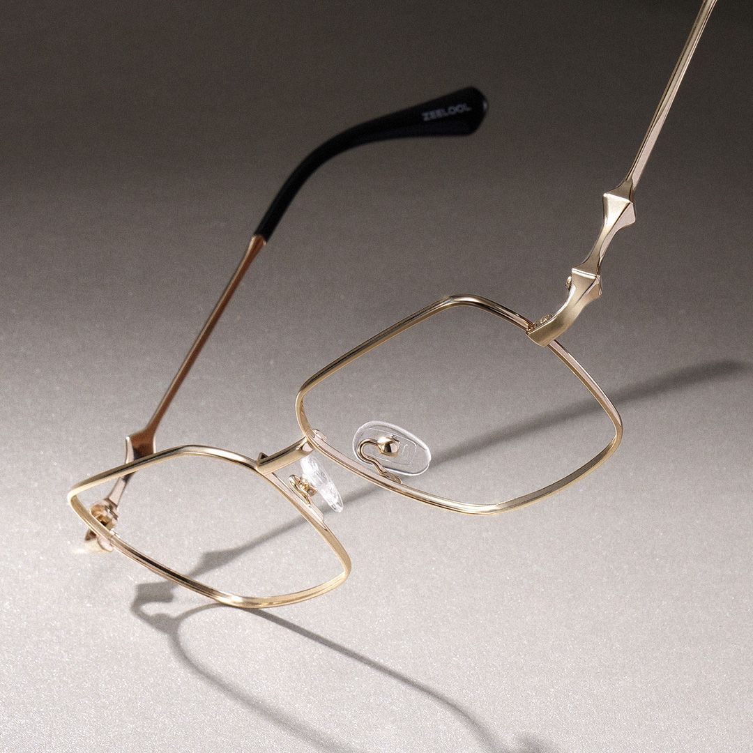 Lunettes à monture géométrique dorée Kayla en ligne | ZEELOOL0
