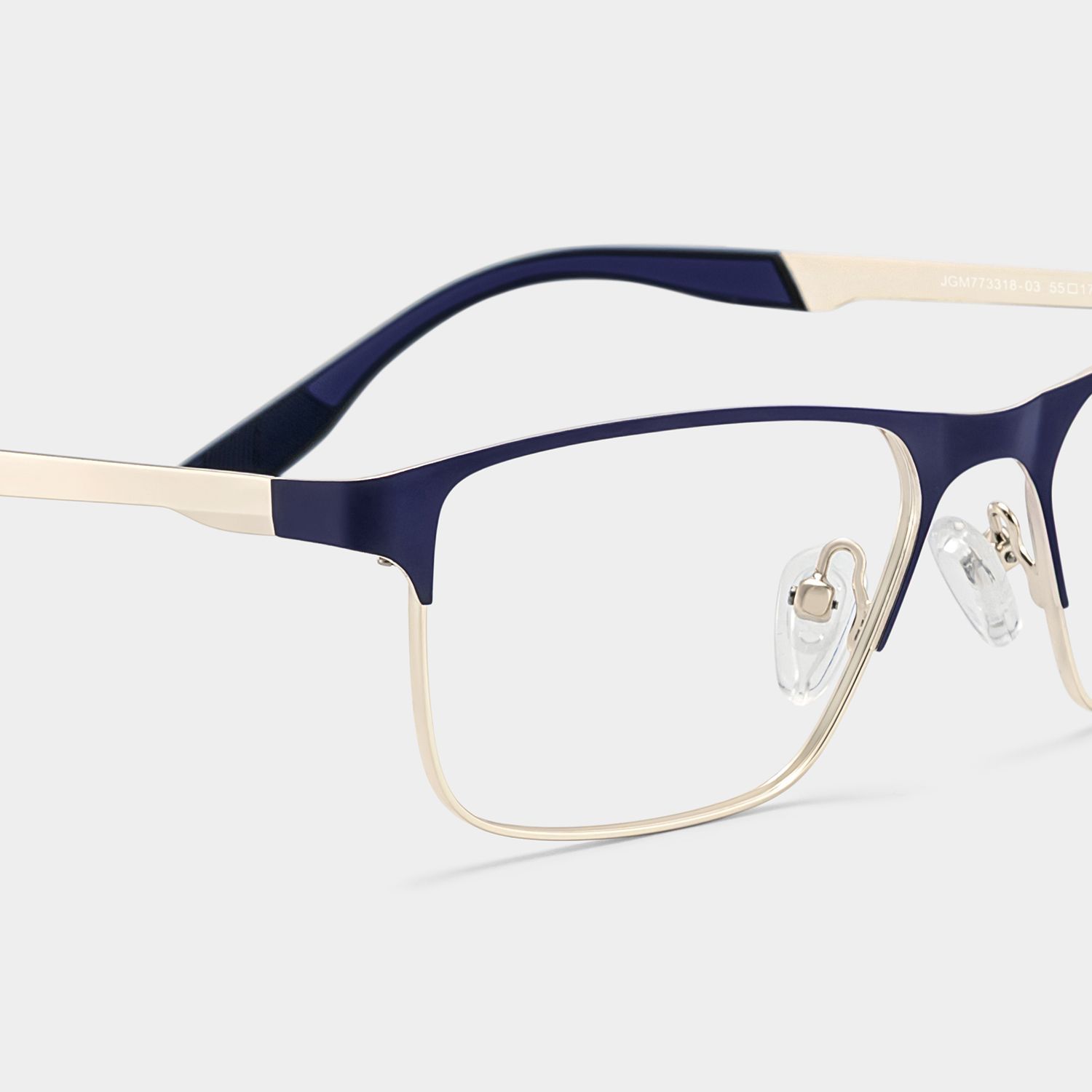 Design de monture de lunettes Kellen bleue demi-cerclée pour Hommes | ZEELOOL5