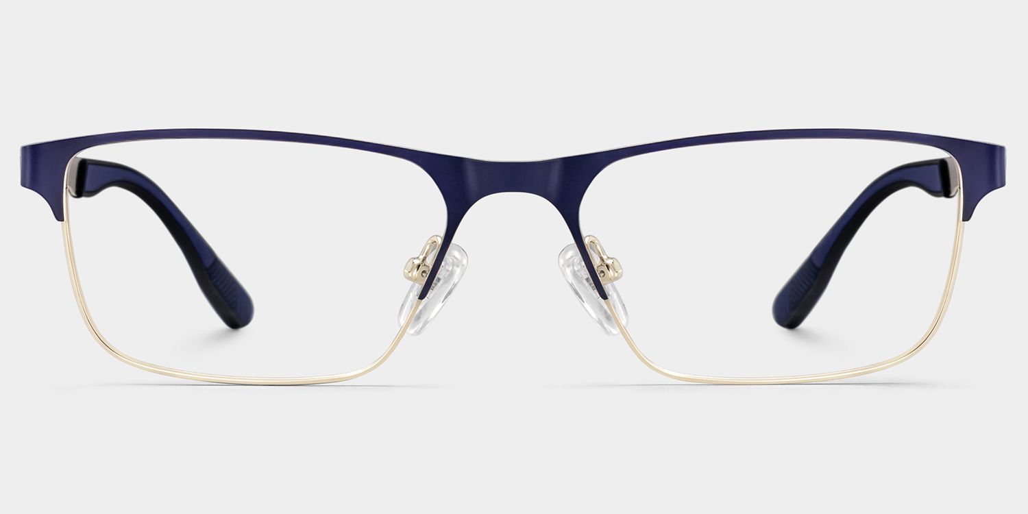 Design de monture de lunettes Kellen bleue demi-cerclée pour Hommes | ZEELOOL0