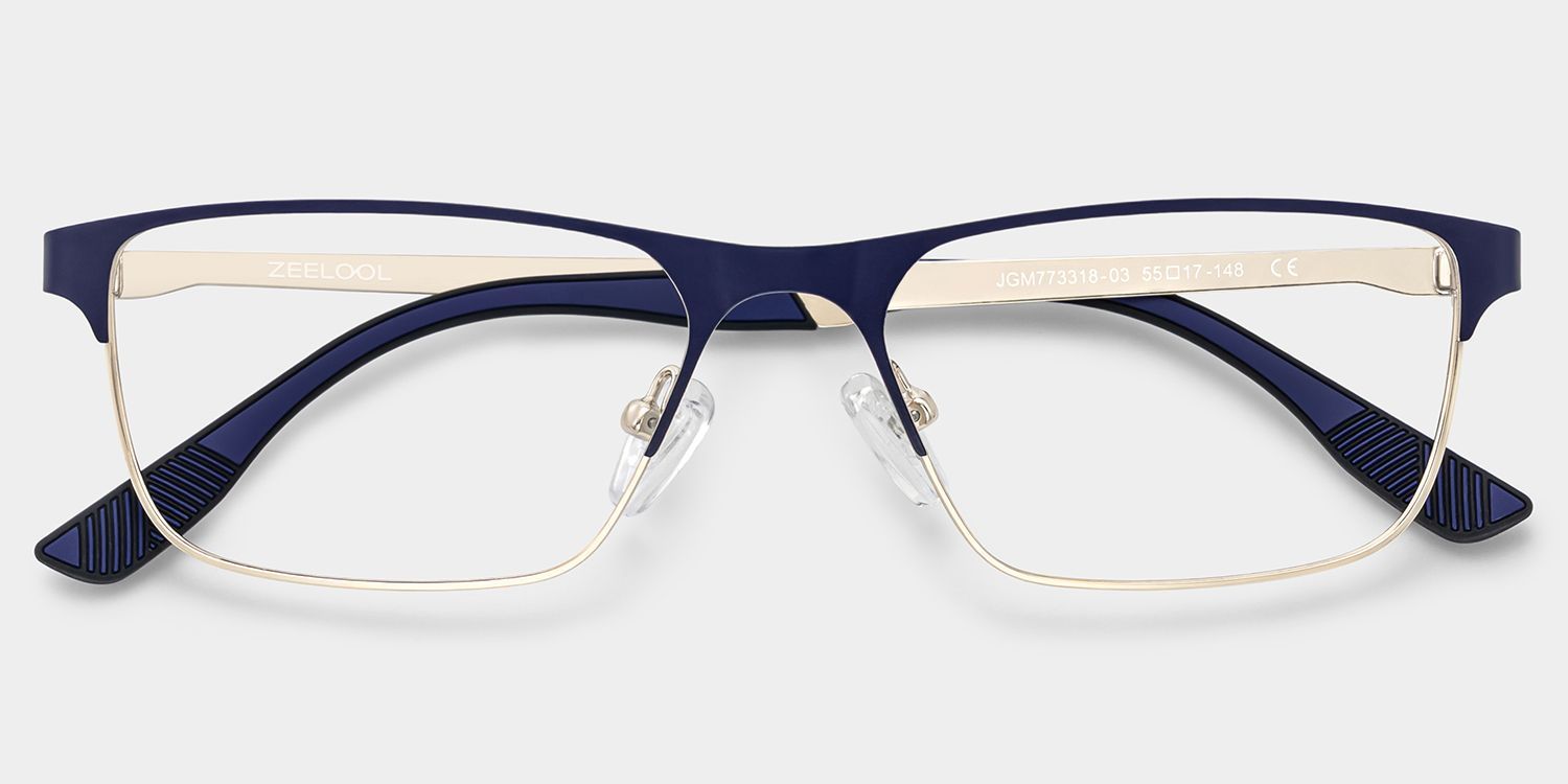 Design de monture de lunettes Kellen bleue demi-cerclée pour Hommes | ZEELOOL1