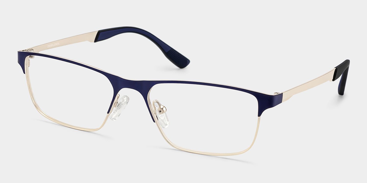 Design de monture de lunettes Kellen bleue demi-cerclée pour Hommes | ZEELOOL2