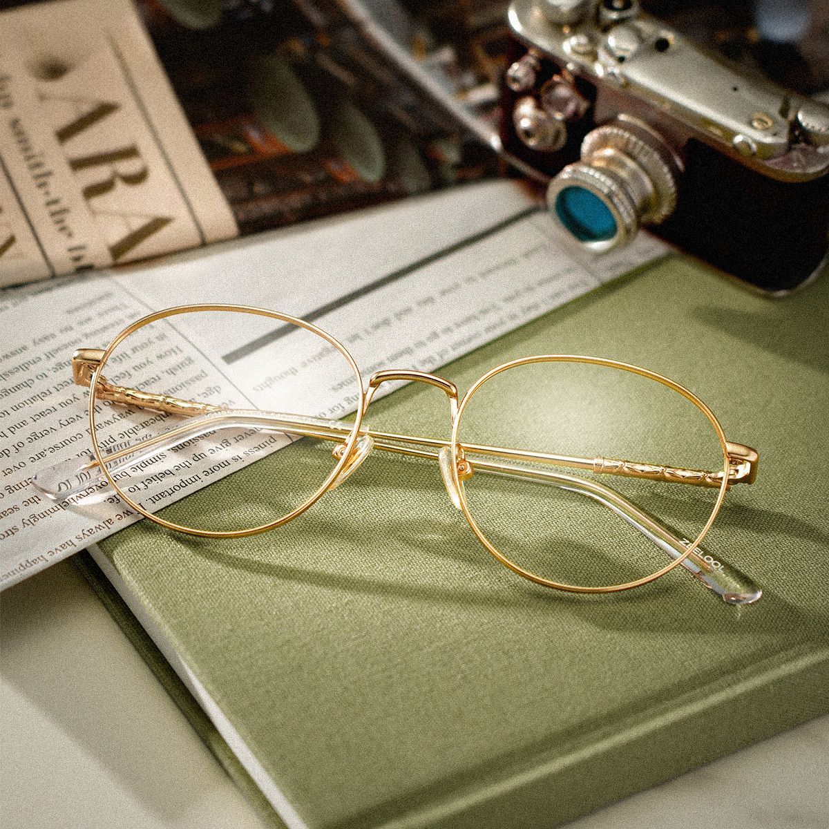 Lunettes Ian à Monture Ronde et Dorée en Ligne | ZEELOOL0