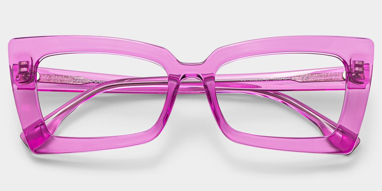 Lunettes Newell rectangulaires à monture rose transparente pour femmes | ZEELOOL1