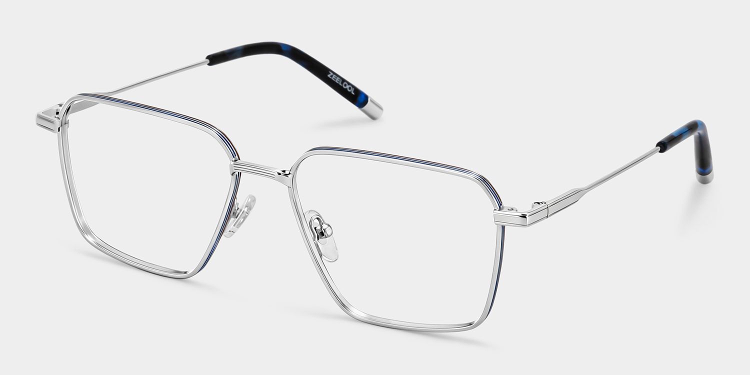 Lunettes Ashley à monture carrée argentée avec un style Preppy Chic | ZEELOOL2