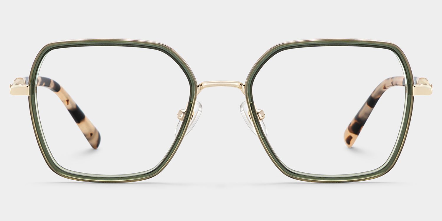 Lunettes à monture mixte géométrique verte Sophie pour Femme | ZEELOOL0
