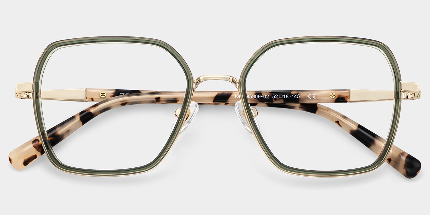 Lunettes à monture mixte géométrique verte Sophie pour Femme | ZEELOOL1