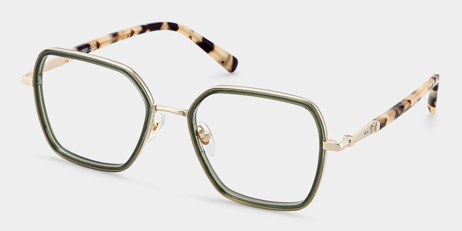 Lunettes à monture mixte géométrique verte Sophie pour Femme | ZEELOOL2
