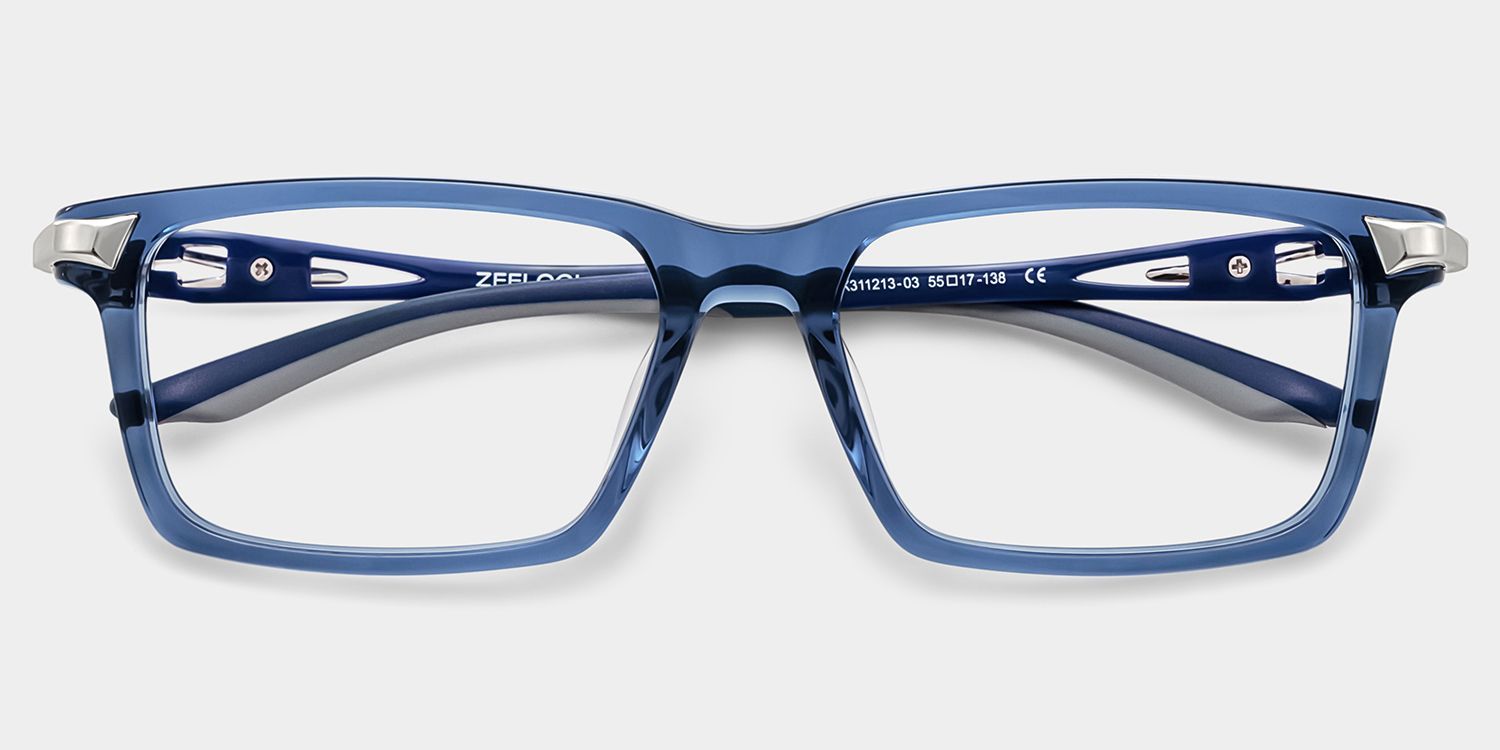 Lunettes de vue rectangulaires bleues Orion pour Hommes | ZEELOOL1