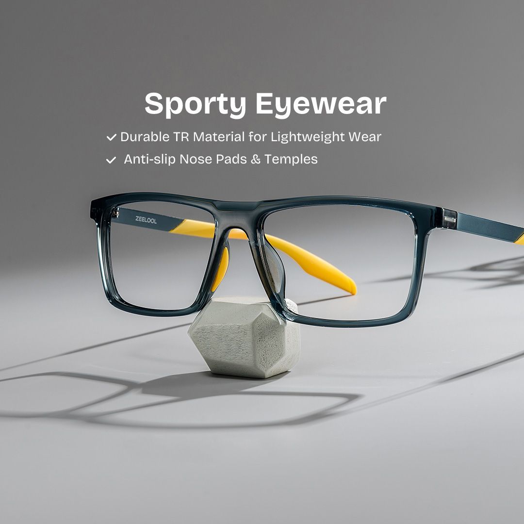 Lunettes Active à monture bleue et jaune avec monture rectangulaire en ligne | ZEELOOL0